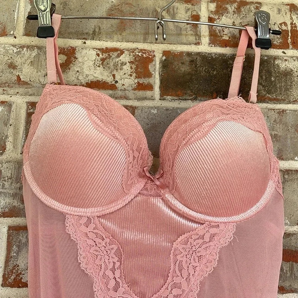 Rachel Roy Pink Molded Cup Underwire Lace Teddy - Picture 2 of 11